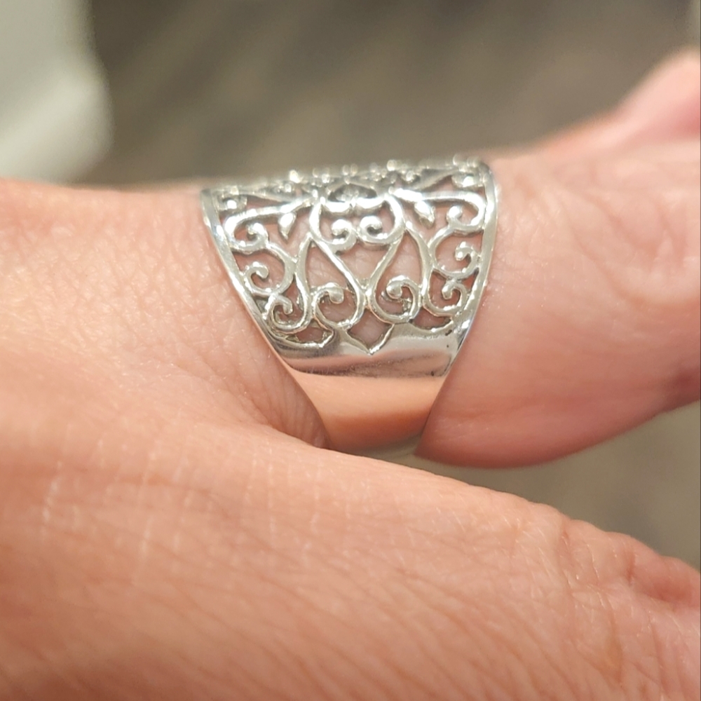 NEW Genuine Sterling Silver Filigree Ring - Picture 3 of 6